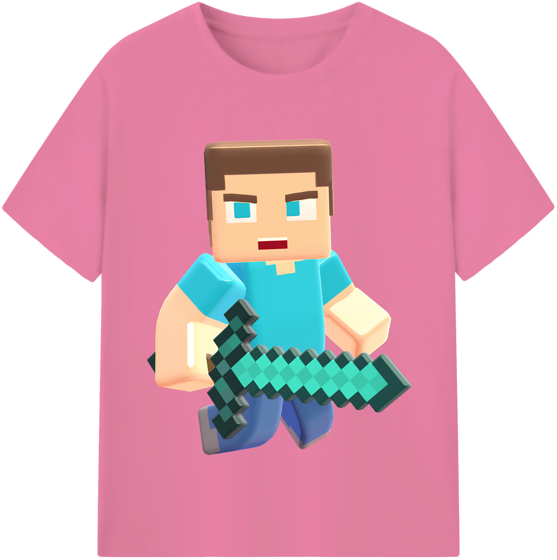 （画像用） マインクラフト ブロックの世界 Minecraft MC Block world 綿100％半袖Tシャツ（フロントプリント）